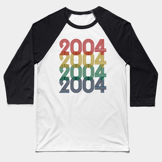 Cool Retro Year 2004 - Made In 2004 - 19 Years Old, 19th Birthday Gift For Men & Women Baseball T-Shirt by Art Like Wow Designs